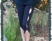 Hole pants, under knee length , black / grey