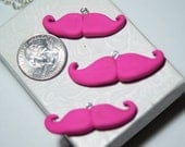 Pink Clay Moustache Charms Set of 3