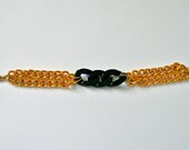 Watermelon Gold and Black chain bracelet- 7.5" 