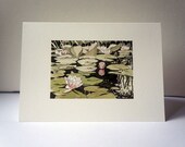 Water lilies greetings card, note card and envelope