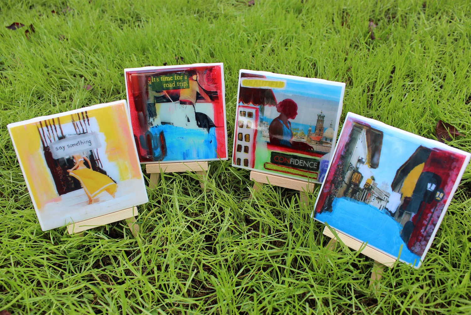 Handmade Coasters - Original Art - Group 1 - Set of 4