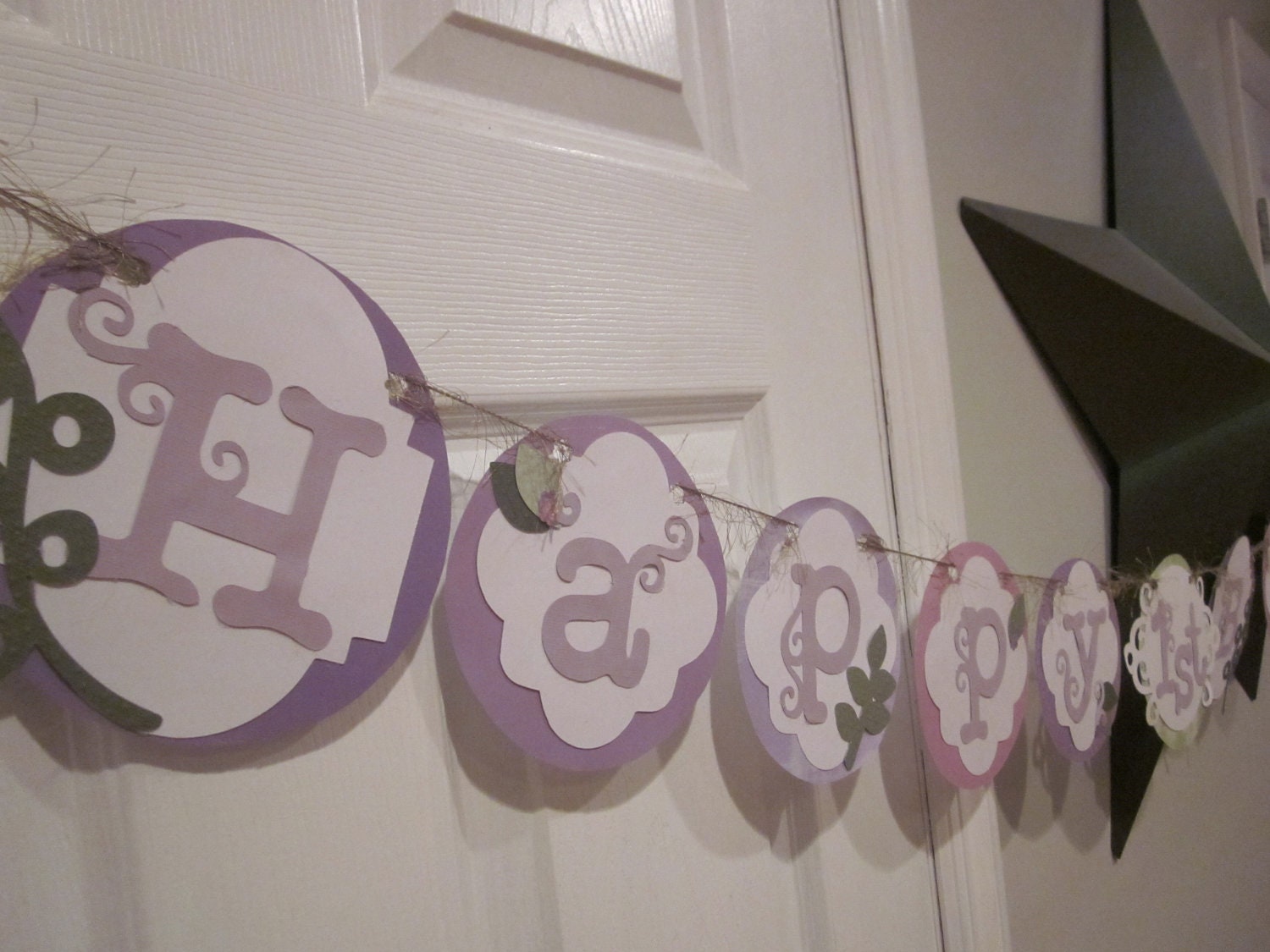 Happy first 1st Birthday Banner girl birthday party sign decorations
