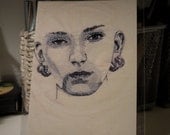 Illustrated Embroidered Face Postcard