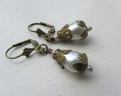 Beautiful bronze tone pearl earrings Handmade Bespoke great for a stocking filler for any lady
