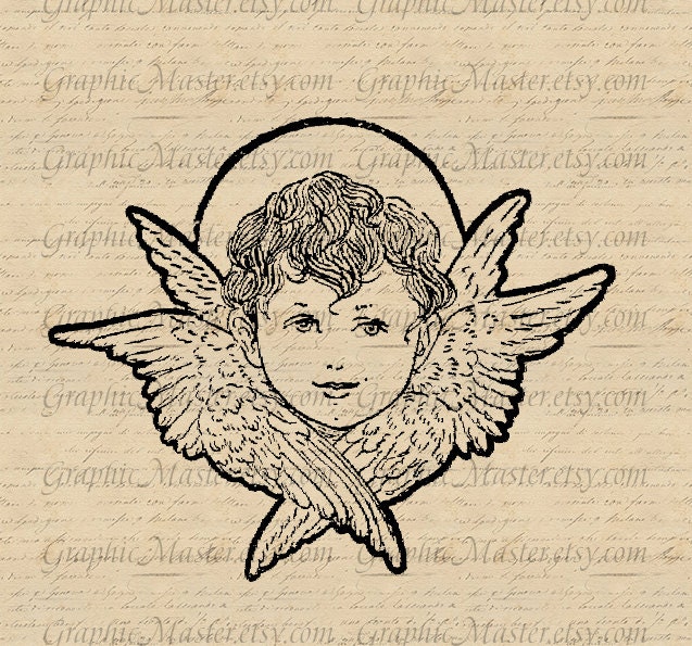 Valentine's Cupid Wings Love Graphics Digital Collage Sheet Image Download Iron On Transfers Prints Fabric Pillows Tea Towels Tote Bags a86