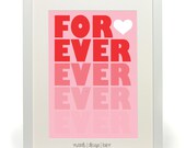 Forever - Retro Style Typography Poster - Inspirational Quotes/LOVE - A3 / 16.5 x 11.7 inches