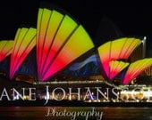 Vivid Sydney 1 - fine art photo, architectural photograph of Sydney Opera House - 5"x10" original panoramic photography print.