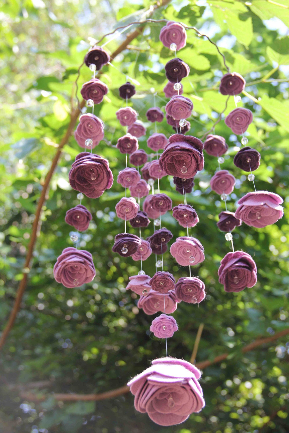 Shades of Purple Medium Felt and Crystal Rose Mobile