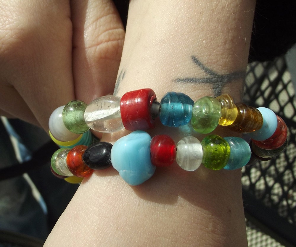 Handmade Glass Bead Memory Bracelet