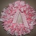 Pink and white grosgrain ribbon wreath