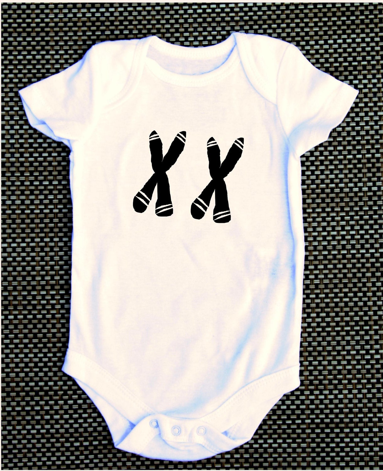 XX chromosome FEMALE girl baby onesie science, geeky, nerdy, funny