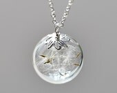 Dandelion Necklace Silver Make A Wish Glass Bead Orb Dandelion Seed Transparent Round Beadwork Flower Botanical