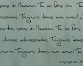 Old Script Stencil 1- French phrases of adoration and love. - WallMasqueStencilCo