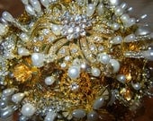 Ready to Ship Today GOLD Brooch Bouquet for Your Wedding Day