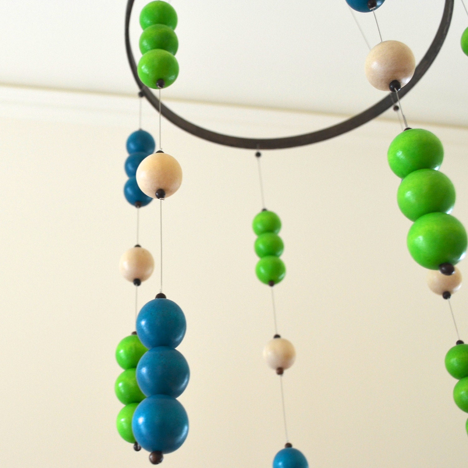 nursery mobile, crib mobile, baby mobile, baby home decor, baby room decor, abacus, large abacus mobile, green and blue mobile
