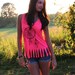 Dream Catcher Fringe Tank in Neon Pink