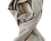 Boxes and Stripes Tan Cotton Scarf