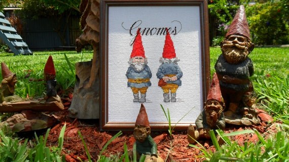 Gnome cross stitch needlecraft art