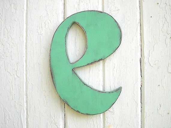 Nursery Wall Hanging Letters Wooden Letter "e"  Distressed Letter Initial Kids Wall Decor