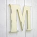 Nursery Letter M Wood Antique White Shabby chic Kids wall art Initial Alphabet Rustic Cabin Cottage Decor