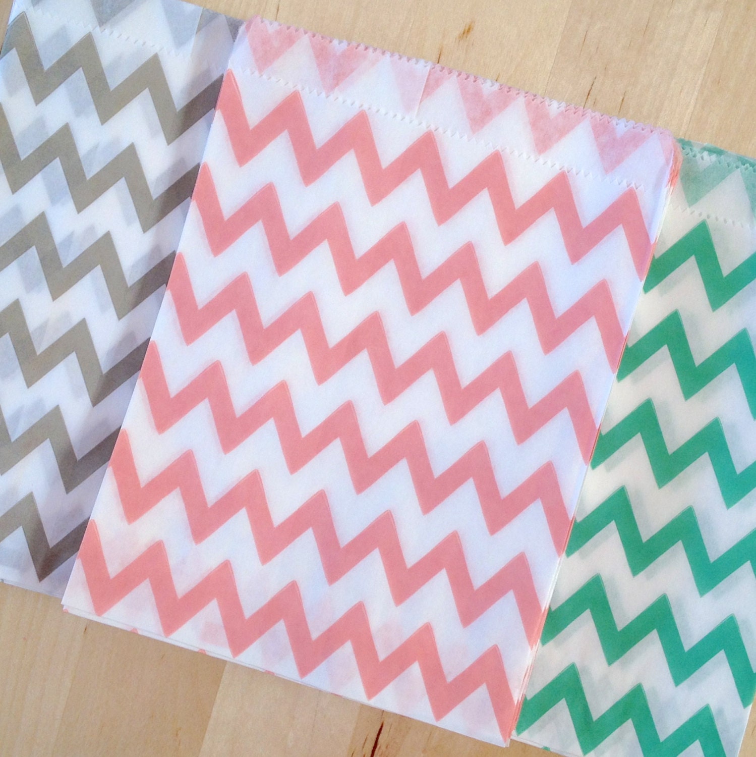 LIGHT PINK Chevron StripeTreat Bags - Party Favor - Baking Craft Party Supplies Il_170x135