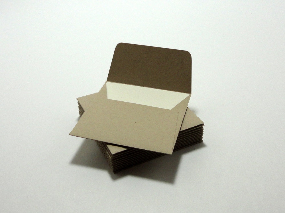 12 Mini Note Cards with Envelopes - Kraft Il_570xn