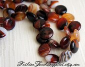 Bead, precious, gemstone, natural, stone, nugget Lace Agate Beads 20mm Smooth Red Marbled Smooth Coins - 6 Pieces