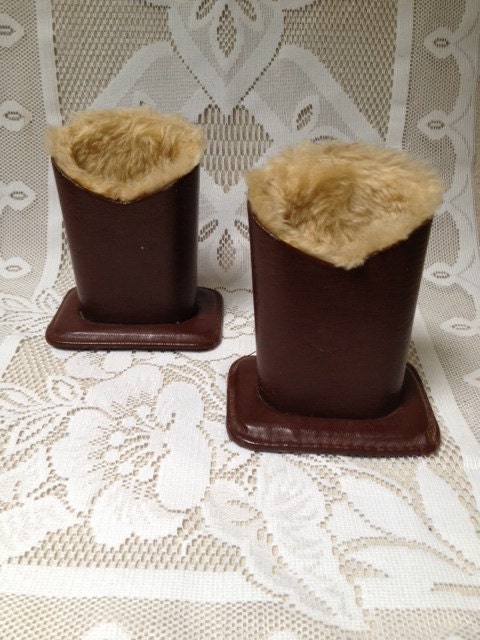 Vintage Leather Like Fuzzy Eyeglass Holder, Furry Glasses Case, Desk Vintage Leather Like Fuzzy Eyeglass Holder, Furry Glasses Case, Desk