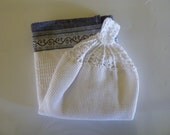 White and Black Crochet Topped Tea Towel