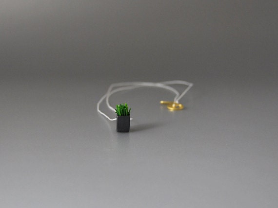 Cube Oxidized Grown Grass Pendant Contemporary Subtractive Design For Very Modern Look