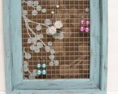 Jewelry Holder with Rustic Paint-Washed Frame-Jewelry Organizer
