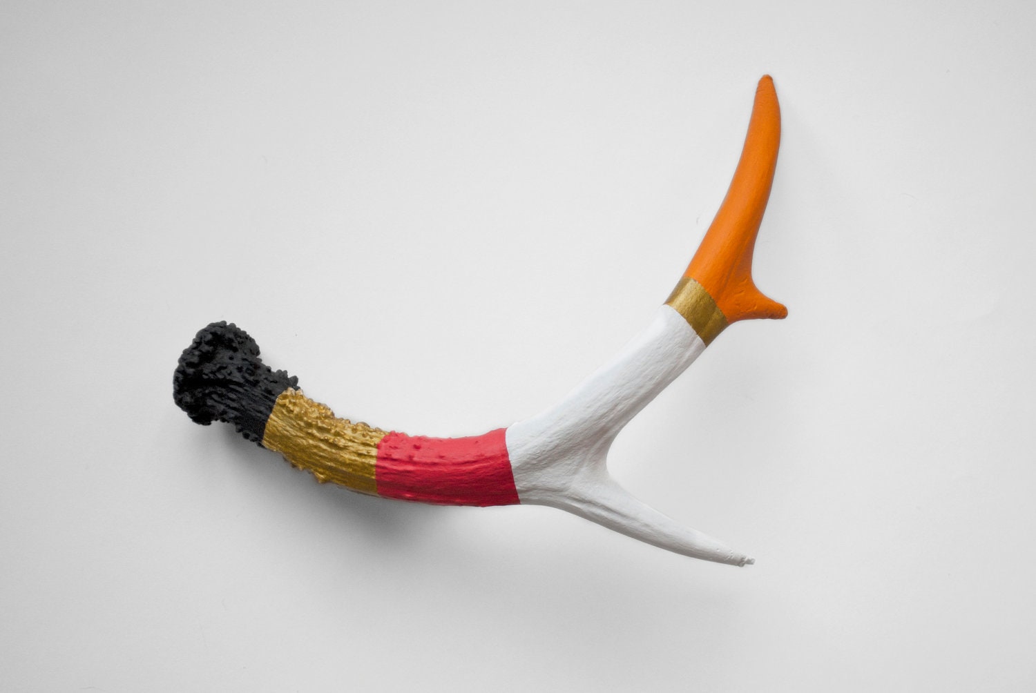 CYBER MONDAY SALE- Pink, Gold, Orange, Black and White Painted Antler - Medium