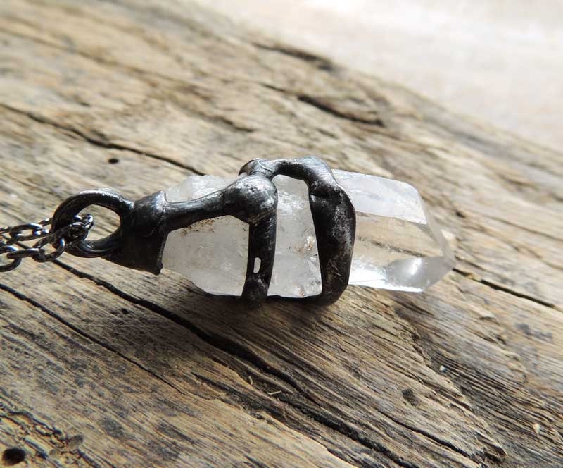 Crystal Quartz huge raw pendant SIGLE KRYSTAL rock crystal meditation winter gift get well valentines, unisex, for him
