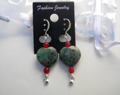 Ruby Zoisite, Garnet, Chakra Earrings, Chakra Jewelry, Ruby Jewelry, Heart Earrings, Garnet Jewelry, Natural Stone Jewelry