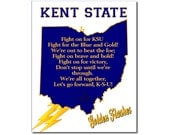Kent State Golden Flashes Football Art Print Ohio Map Sports Fight Song 8x10