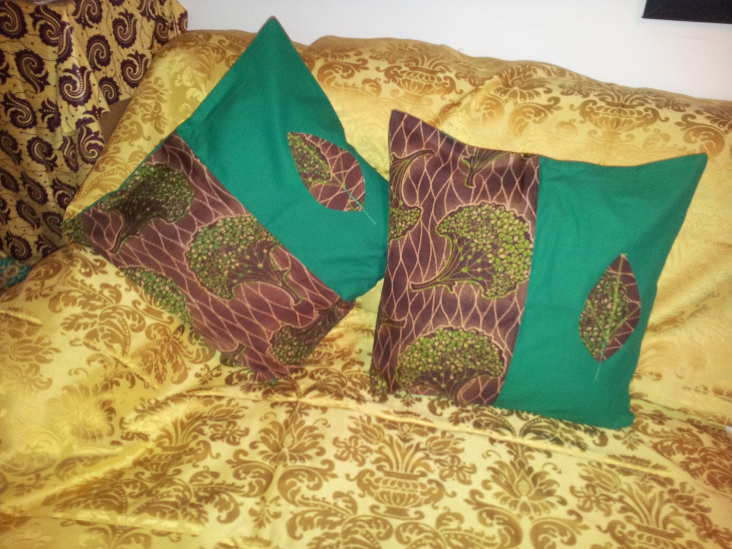 Ja Ja Two Tone 18" Tree Print & Leaf Design Cushion Covers