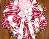 LUXE Peppermint Stick Deco Mesh Wreath XL