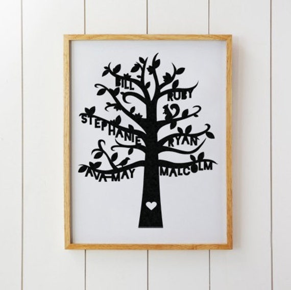 Tree Wall  on Personalised Artwork Papercut   Cut Bird Brach Leaf   Wall Art