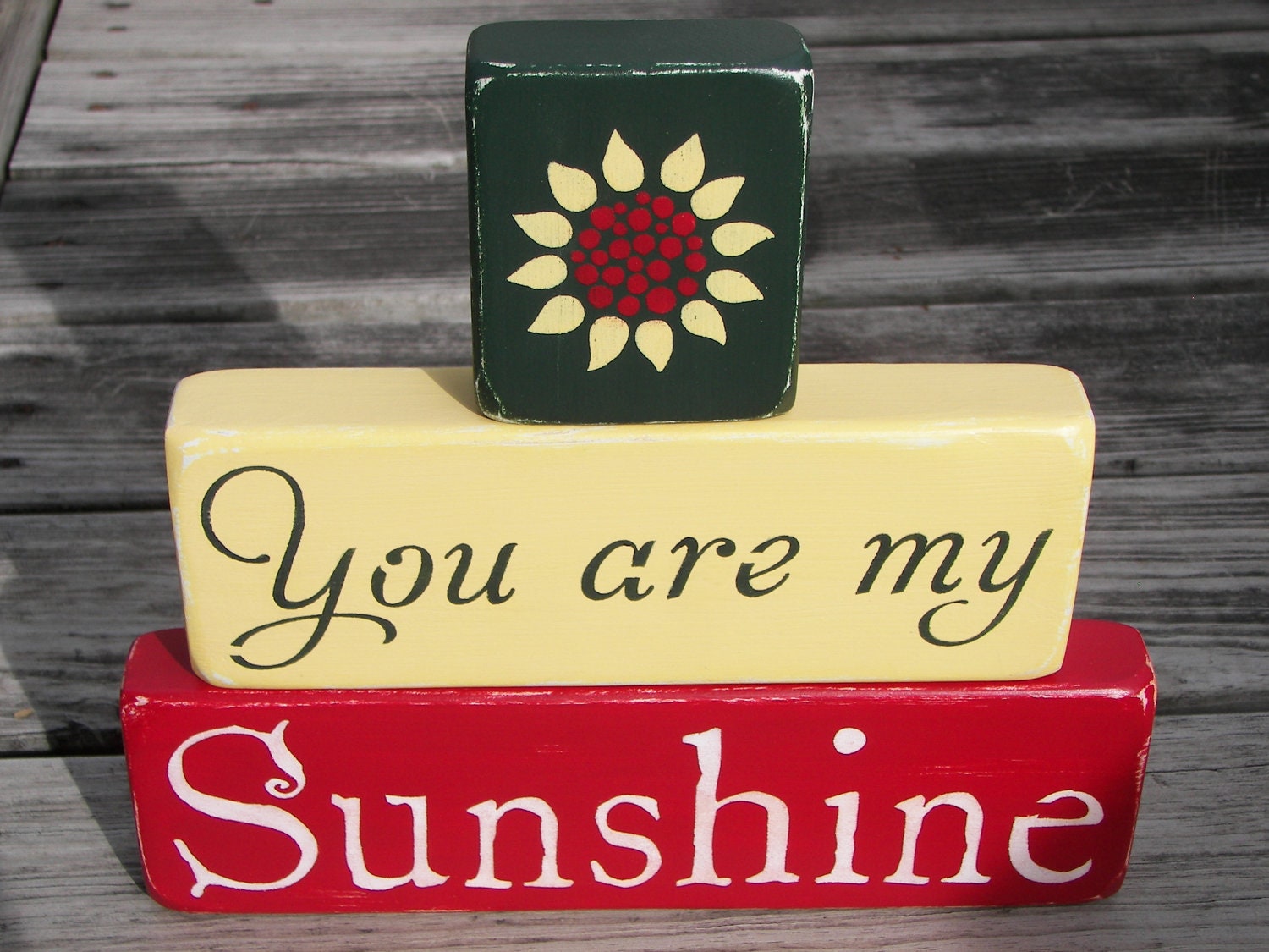 You are my Sunshine, Primitive Wood Stacking Blocks, Shelf Sitter, Home Decor