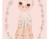 Original Illustration Postcard, Vintage Cat