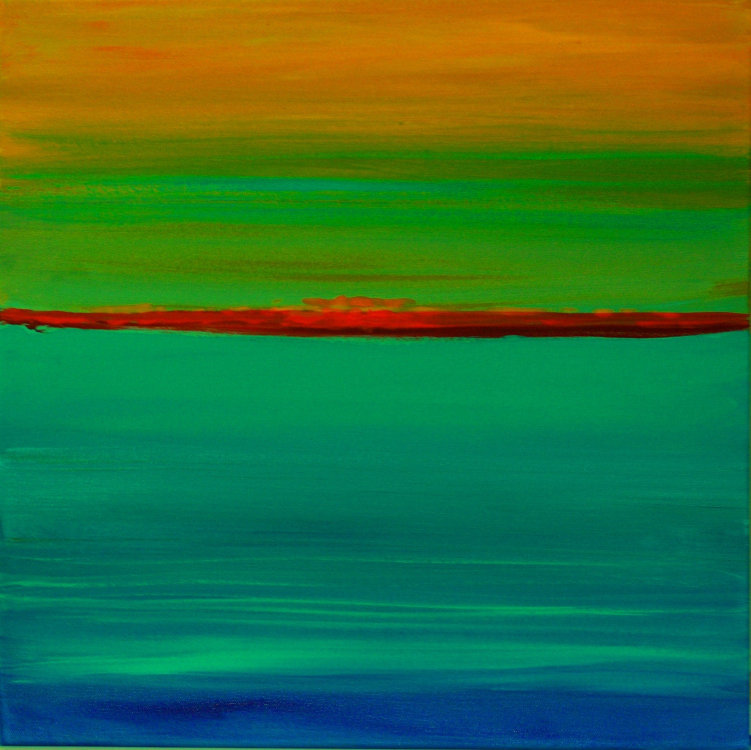 Original art beach art abstract painting landscape turquoise// 18  x 18  x 3/4 inches