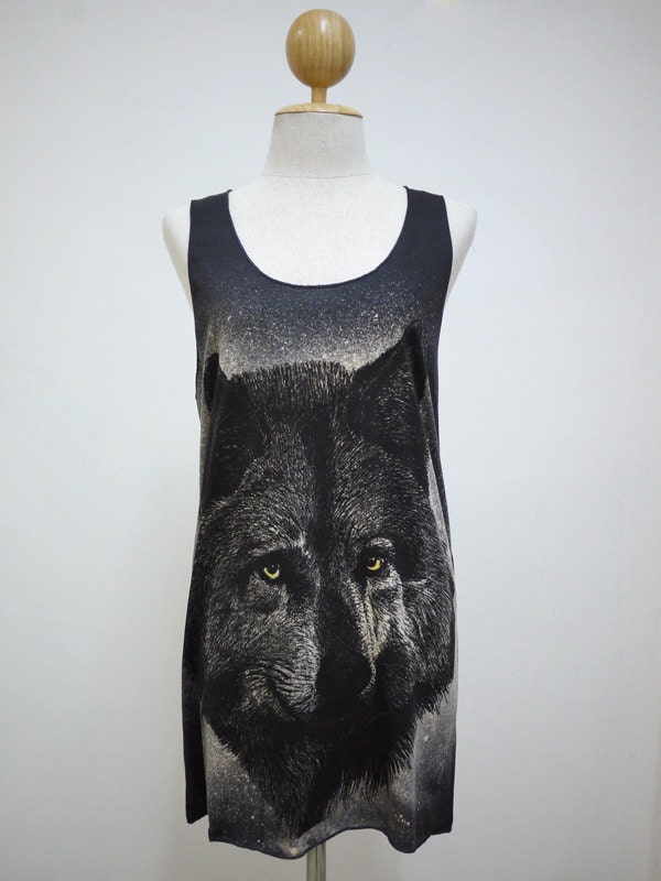 Wolf (Size M) : Siberian Husky Fox Jacob Animal t-shirt tank top Tunic Unisex Shirt Vest Women Sleeveless men Singlet Black T-Shirt