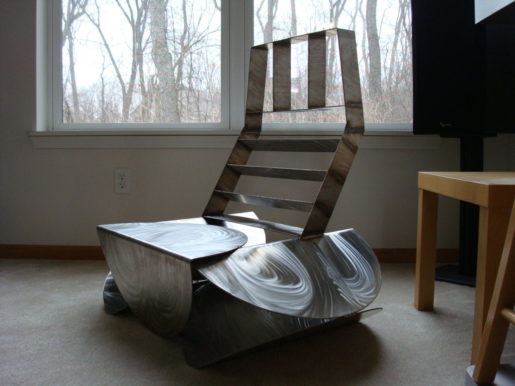 ZZIV Stainless Steel 5 Circles High Boy Functional Modern Art Chair Fancy Home Decor SteamPunk