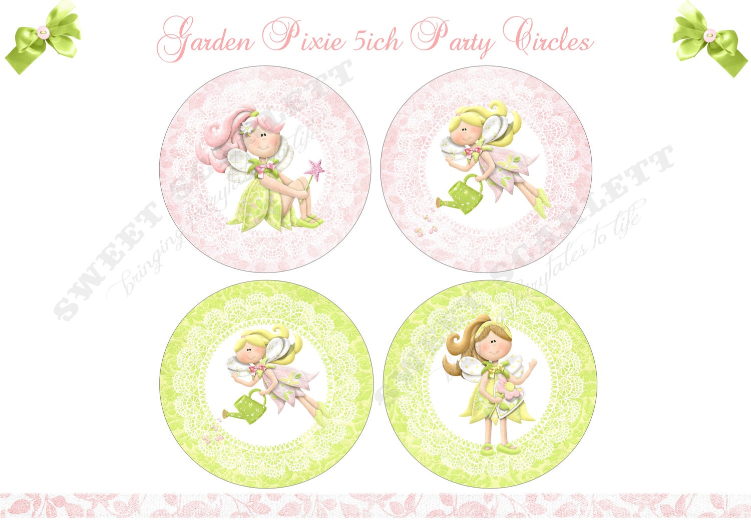 Garden Pixie Collection - 5inch PRINTABLE PARTY CIRCLES - Sweet Scarlett Events Il_570xn