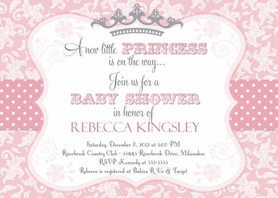 Pink Damask Princess Baby Shower Invitation - Printable Il_570xn