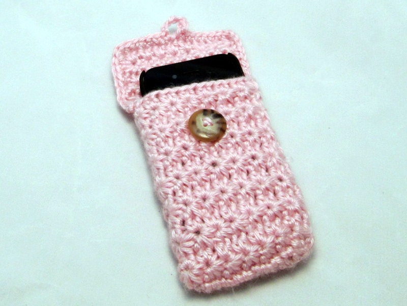 Handmade Pink Crochet Cell Phone Case/Cover/Sleeve/Cozy iPhone iPod