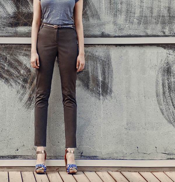 summer/ spring fashion ,brown gray  pants , high waist,  for women