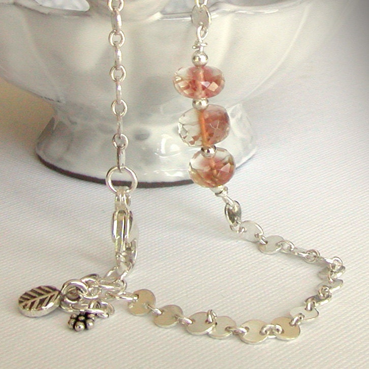 Oregon Sunstone and Chain Bracelet - Sterling Silver