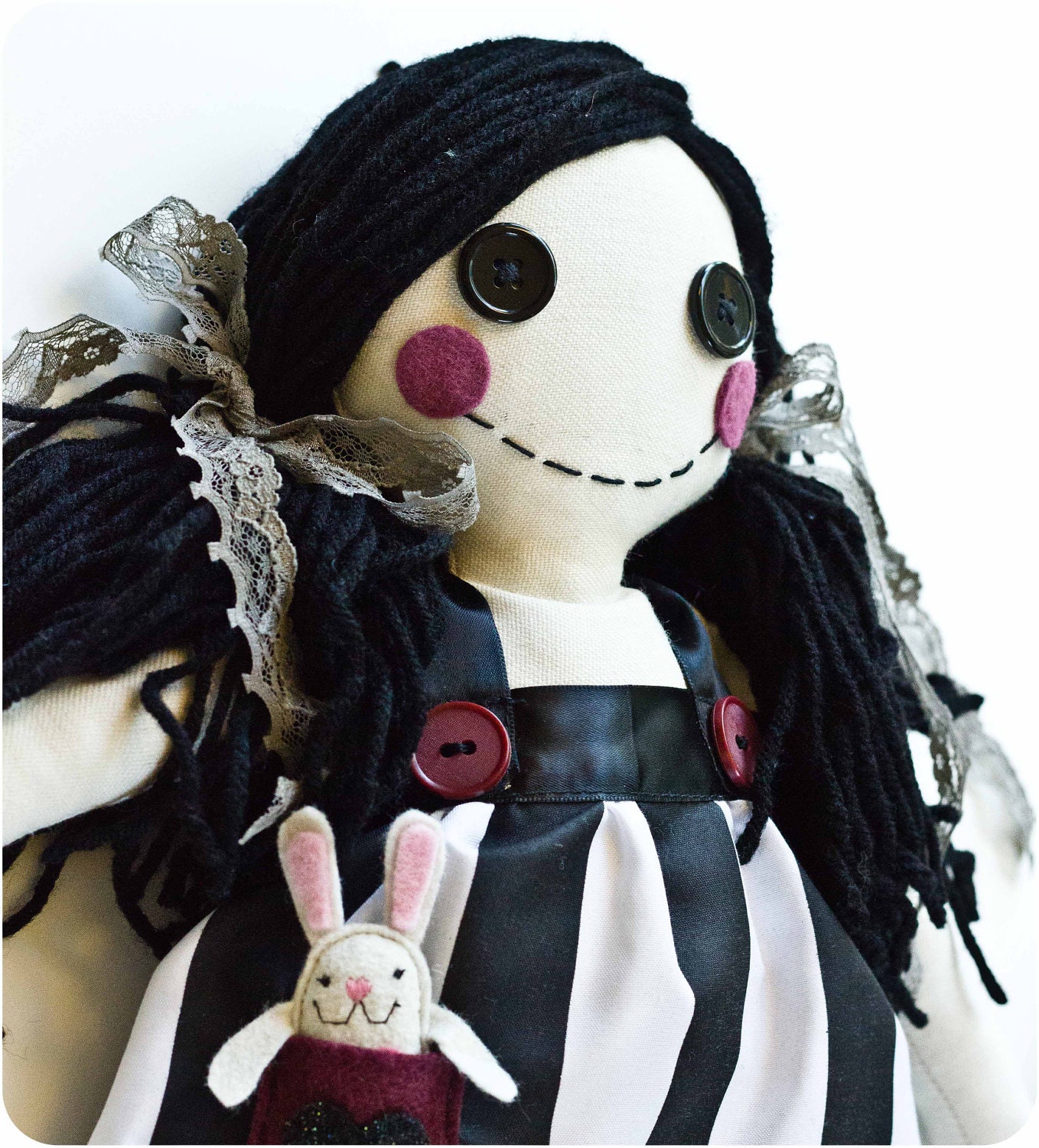 Cloth Baby Doll - Dorothy Doll with black and white stripes