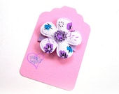 Purple n White Baby Bow/ Baby Snap Clips / Itty Bitty Clips / Infant Clips / Toddler Girls Bows / No Slip Hair Clip / Flower Clip
